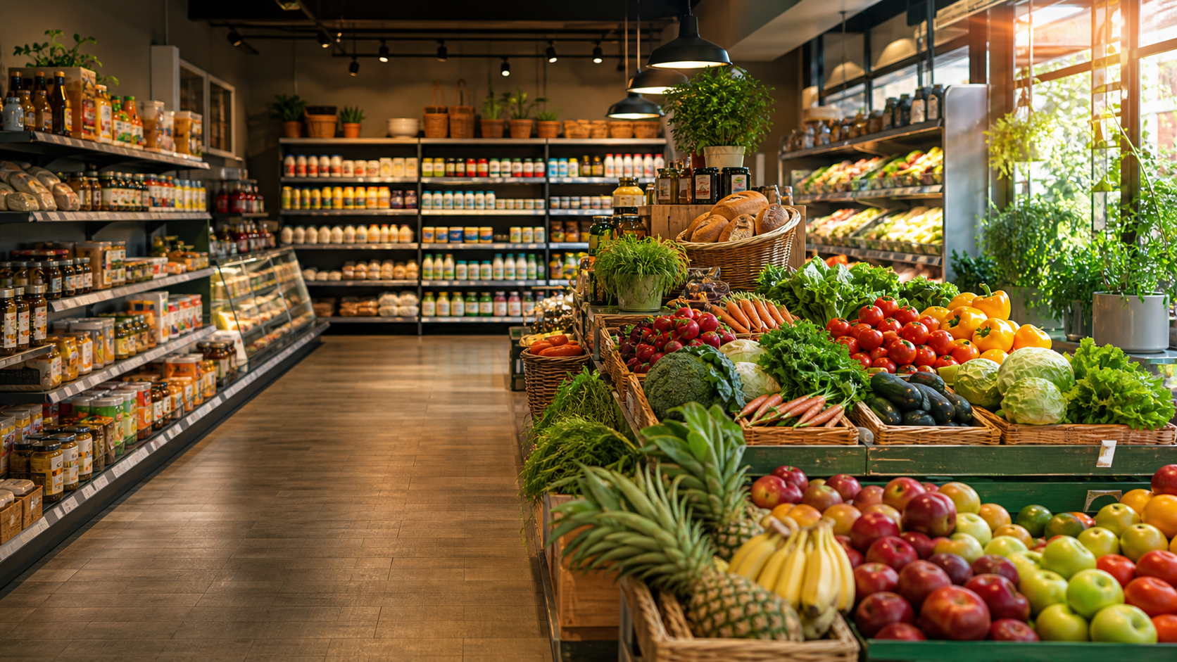 Продуктовий магазин, сповнений товару
